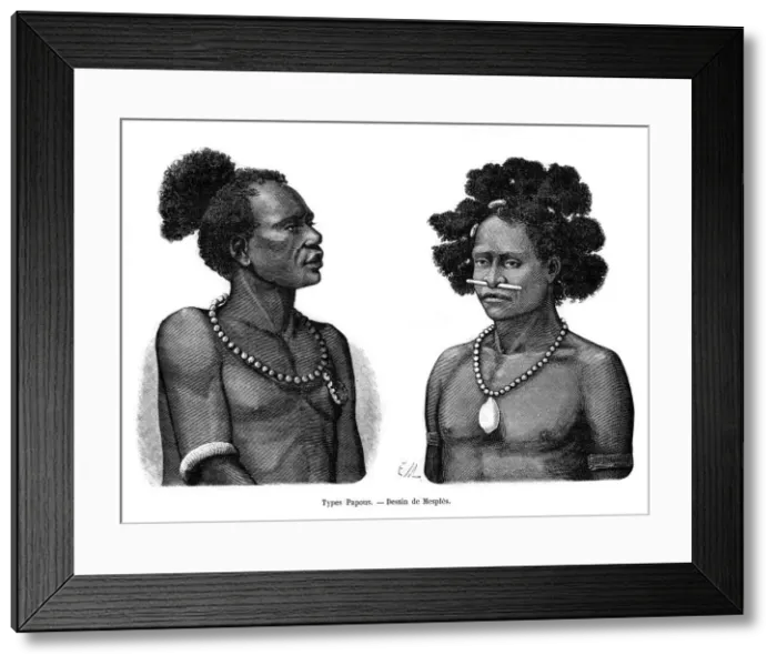 Framed Print : Papuan types, 19th century. Artist: Mesples Framed Print : Papuan types, 19th century. Artist: Mesples