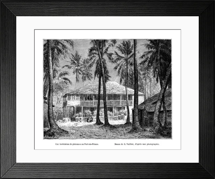 Framed Print : Tropical building, Port-au-Prince, Haiti, 19th century. Artist: Vuillier Framed Print : Tropical building, Port-au-Prince, Haiti, 19th century. Artist: Vuillier