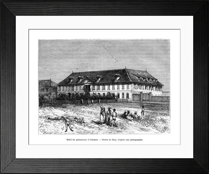 Framed Print : The Governors House, Cayenne, French Guyana, South America, 19th century. Artist: Edouard Riou Framed Print : The Governors House, Cayenne, French Guyana, South America, 19th century. Artist: Edouard Riou