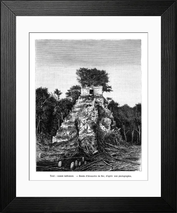Framed Print : Mayan ruins, Tikal, Guatemala, 19th century. Artist: Alexandre de Bar Framed Print : Mayan ruins, Tikal, Guatemala, 19th century. Artist: Alexandre de Bar
