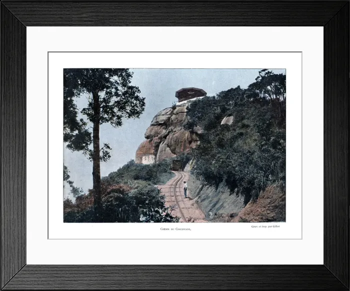 Framed Print : Corcovado Rack Railway, Rio de Janeiro, Brazil, 19th century. Artist: Gillot Framed Print : Corcovado Rack Railway, Rio de Janeiro, Brazil, 19th century. Artist: Gillot