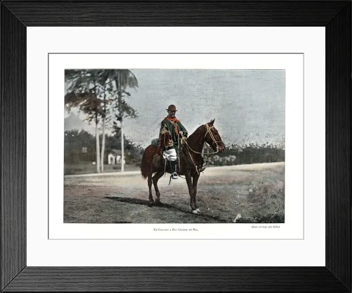 Framed Print : Cattle herder, Rio Grande do Sul, Brazil, 19th century. Artist: Gillot Framed Print : Cattle herder, Rio Grande do Sul, Brazil, 19th century. Artist: Gillot