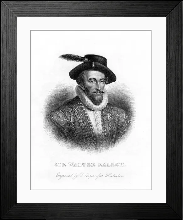 Framed Print : Sir Walter Raleigh, writer, poet, courtier and explorer, (19th century). Artist: R Cooper Framed Print : Sir Walter Raleigh, writer, poet, courtier and explorer, (19th century). Artist: R Cooper