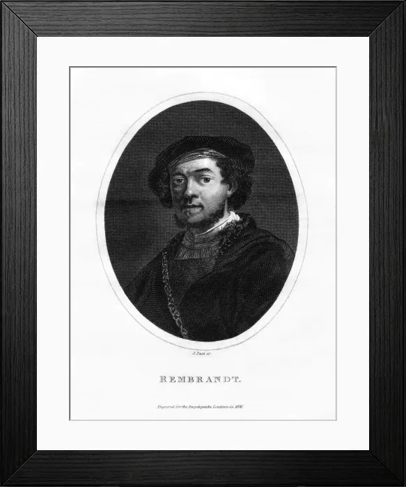 Framed Print : Rembrandt, Dutch painter, 1826. Artist: J Pass Framed Print : Rembrandt, Dutch painter, 1826. Artist: J Pass