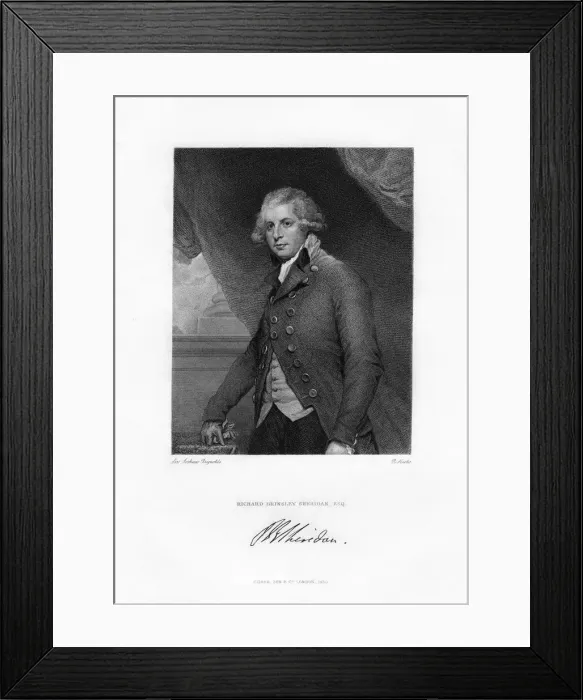 Framed Print : Richard Brinsley Sheridan, Irish playwright and Whig statesman, c1788, (1830). Artist: R Hicks Framed Print : Richard Brinsley Sheridan, Irish playwright and Whig statesman, c1788, (1830). Artist: R Hicks
