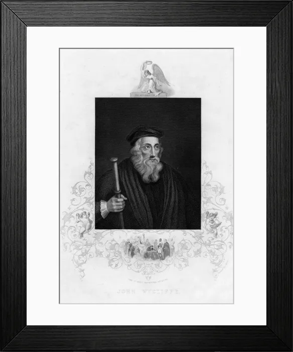 Framed Print : John Wycliffe, English theologian, 19th century. Artist: J Rogers Framed Print : John Wycliffe, English theologian, 19th century. Artist: J Rogers