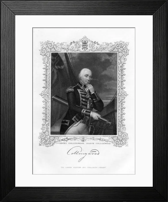 Framed Print : Cuthbert Collingwood, 1st Baron Collingwood, British admiral of the Royal Navy, 19th century. Artist: William Finden Framed Print : Cuthbert Collingwood, 1st Baron Collingwood, British admiral of the Royal Navy, 19th century. Artist: William Finden