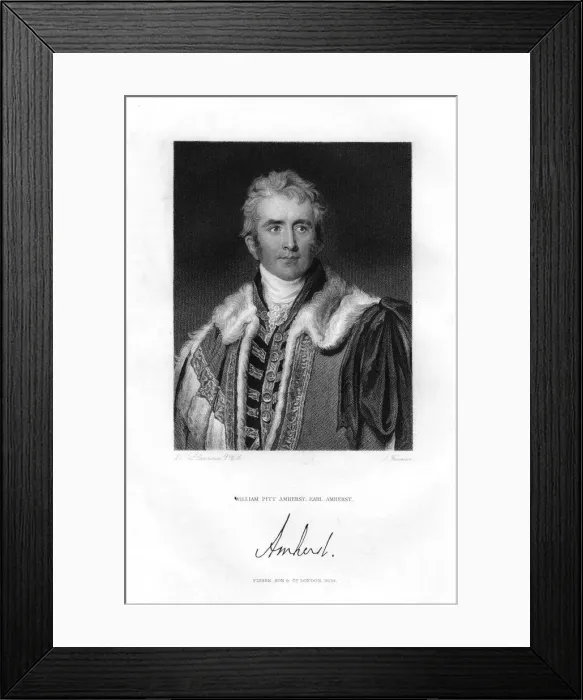 Framed Print : William Pitt Amherst, 1st Earl Amherst, Governor-General of India, 19th century. Artist: Freeman Framed Print : William Pitt Amherst, 1st Earl Amherst, Governor-General of India, 19th century. Artist: Freeman