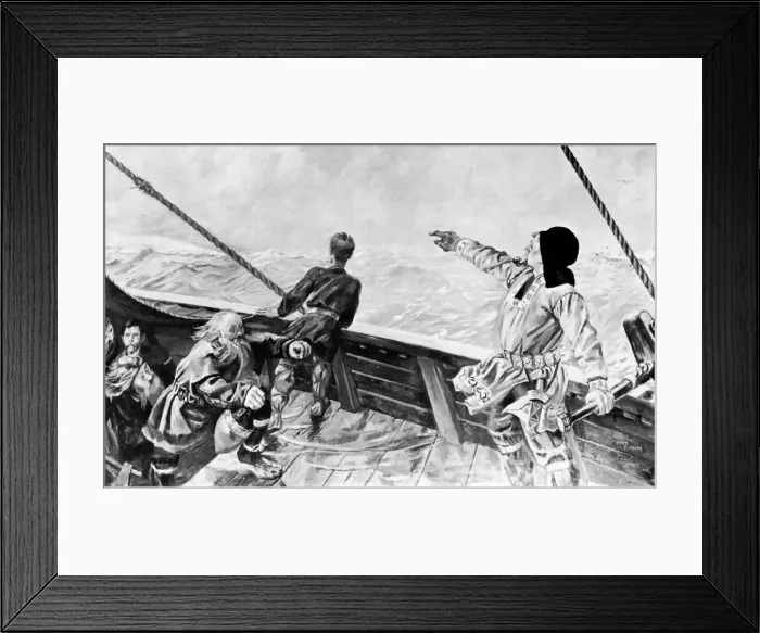 Framed Print : Leif Ericson Discovering America, (20th century). Artist: Per Krohg Framed Print : Leif Ericson Discovering America, (20th century). Artist: Per Krohg