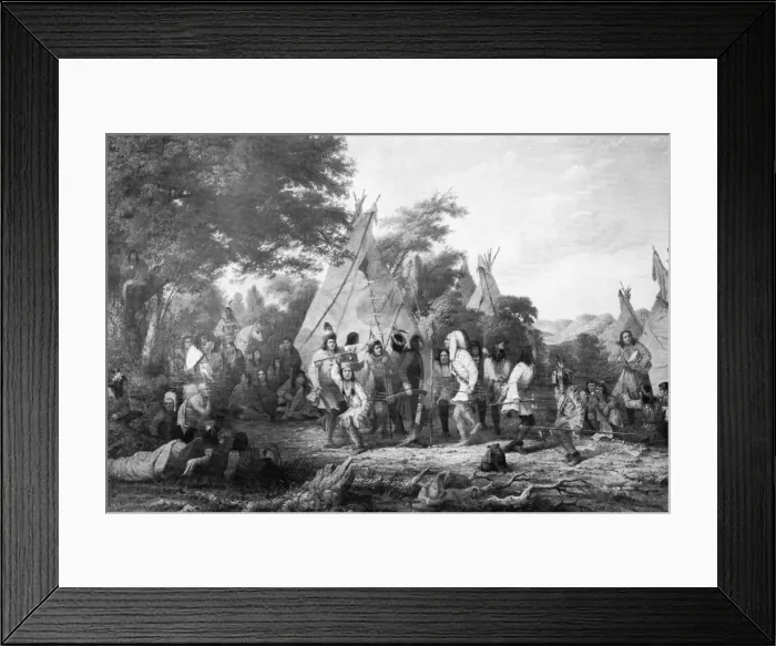 Framed Print : Dog Dance of the Dakotas, c1847. Artist: Seth Eastman Framed Print : Dog Dance of the Dakotas, c1847. Artist: Seth Eastman