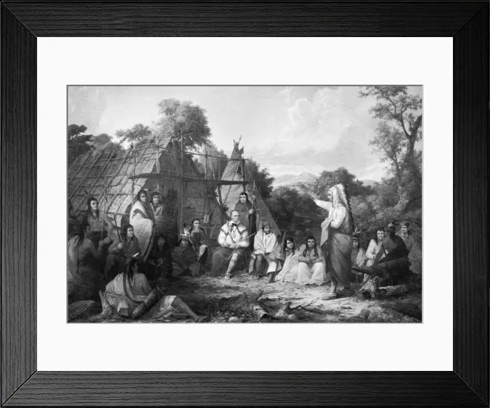 Framed Print : The Indian Council, c1847. Artist: Seth Eastman Framed Print : The Indian Council, c1847. Artist: Seth Eastman