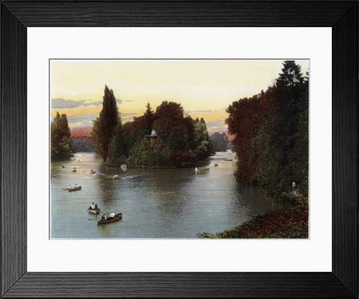 Framed Print : A lake in the Bois de Boulogne, Paris, c1900 Framed Print : A lake in the Bois de Boulogne, Paris, c1900