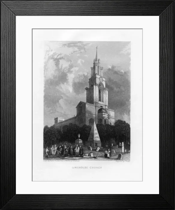 Framed Print : Limehouse Church, London, 19th century. Artist: J Woods Framed Print : Limehouse Church, London, 19th century. Artist: J Woods