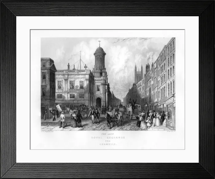 Framed Print : The late Royal Exchange and Cornhill, London, 19th century. Artist: J Woods Framed Print : The late Royal Exchange and Cornhill, London, 19th century. Artist: J Woods
