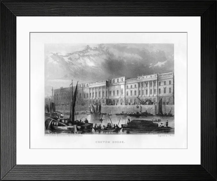 Framed Print : Custom House, London, 19th century. Artist: J Woods Framed Print : Custom House, London, 19th century. Artist: J Woods
