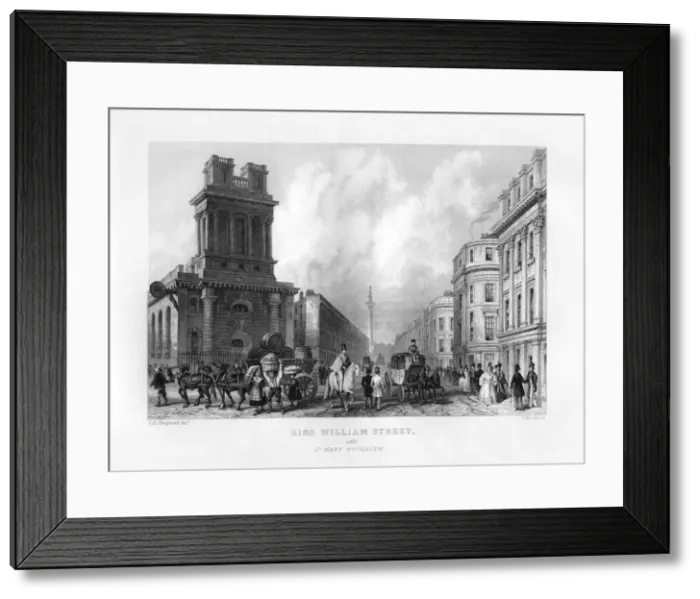 Framed Print : King William Street and St Mary Woolnoth, London, 19th century. Artist: J Woods Framed Print : King William Street and St Mary Woolnoth, London, 19th century. Artist: J Woods