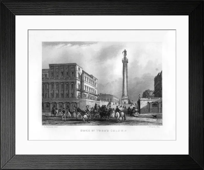 Framed Print : The Duke of Yorks Column, London, 19th century. Artist: J Woods Framed Print : The Duke of Yorks Column, London, 19th century. Artist: J Woods