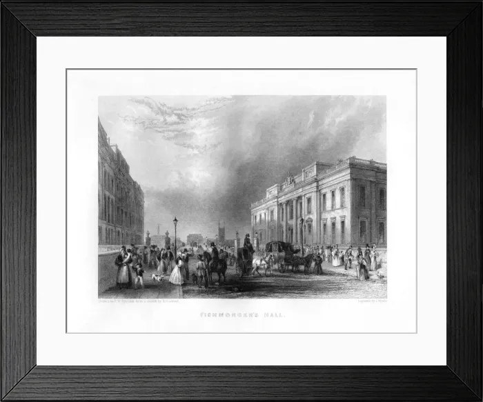 Framed Print : Fishmongers Hall, London, 19th century. Artist: J Woods Framed Print : Fishmongers Hall, London, 19th century. Artist: J Woods