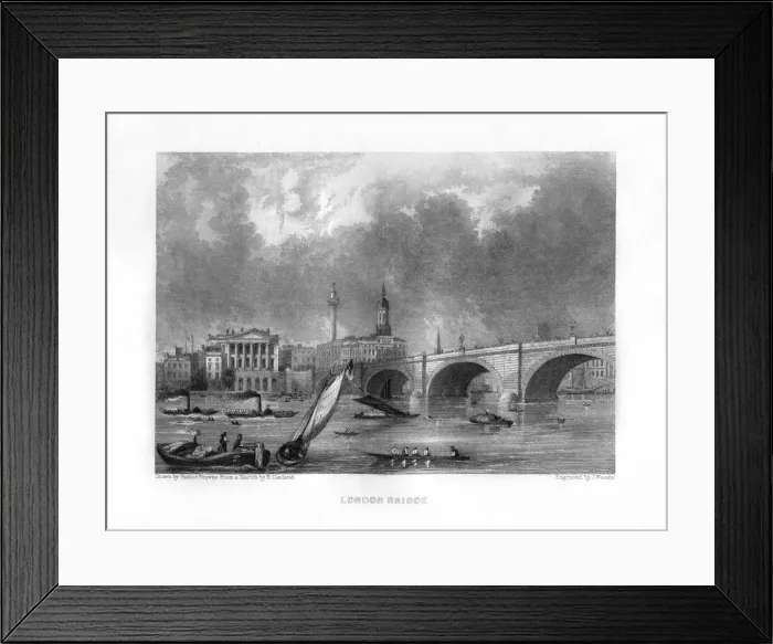 Framed Print : London Bridge, London, 19th century. Artist: J Woods Framed Print : London Bridge, London, 19th century. Artist: J Woods