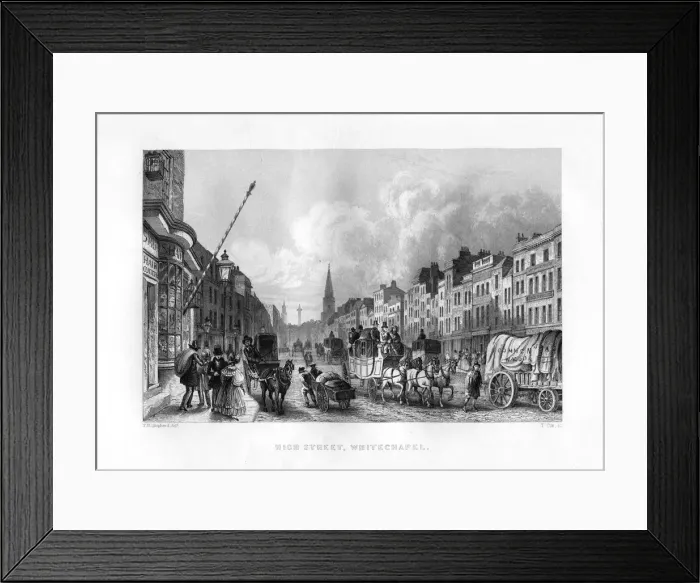 Framed Print : High Street, Whitechapel, London, 19th century. Artist: T Cox Framed Print : High Street, Whitechapel, London, 19th century. Artist: T Cox