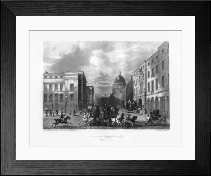 Framed Print : General Post Office, London, 19th century. Artist: J Woods Framed Print : General Post Office, London, 19th century. Artist: J Woods