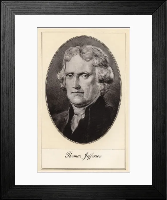 Framed Print : Thomas Jefferson, third President of the United States, (early 20th century). Artist: Gordon Ross Framed Print : Thomas Jefferson, third President of the United States, (early 20th century). Artist: Gordon Ross