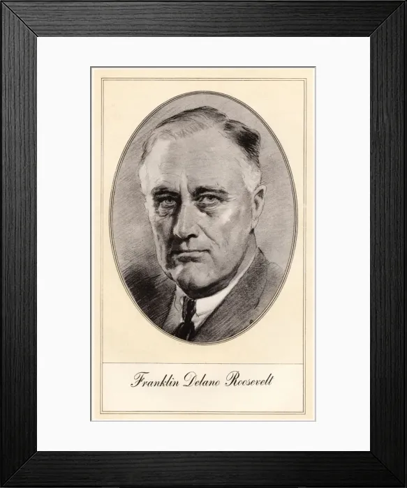 Framed Print : Franklin Delano Roosevelt, 32nd President of the United States, (mid 20th century). Artist: Gordon Ross Framed Print : Franklin Delano Roosevelt, 32nd President of the United States, (mid 20th century). Artist: Gordon Ross