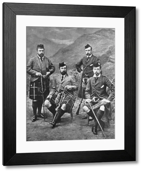 Framed Print : Queen Victorias four sons at Abergeldie, 1881. Artist: Robert Milne Framed Print : Queen Victorias four sons at Abergeldie, 1881. Artist: Robert Milne