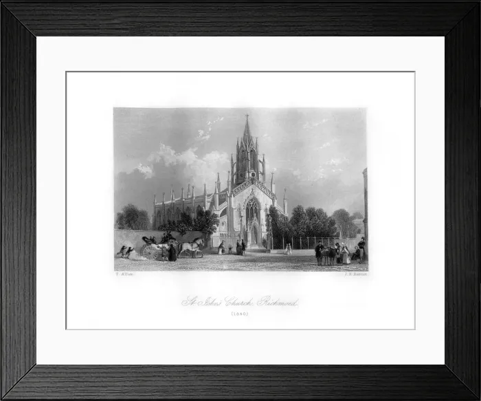 Framed Print : St Johns Church, Richmond, 1840. Artist: J H Kernot Framed Print : St Johns Church, Richmond, 1840. Artist: J H Kernot