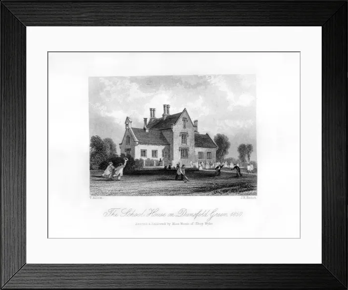 Framed Print : The School House on Dunsfold Green, Surrey, 1850. Artist: J H Kernot Framed Print : The School House on Dunsfold Green, Surrey, 1850. Artist: J H Kernot