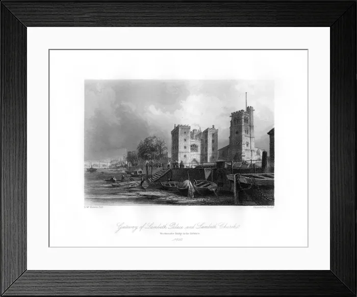 Framed Print : Lambeth Palace and Church, Lambeth, 1850. Artist: Shury & Son Framed Print : Lambeth Palace and Church, Lambeth, 1850. Artist: Shury & Son