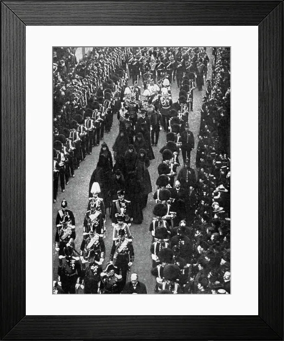 Framed Print : The royal mourners following the funeral procession from Osborne House to the Trinity Pier, 1901. Artist: Russell & Sons Framed Print : The royal mourners following the funeral procession from Osborne House to the Trinity Pier, 1901. Artist: Russell & Sons