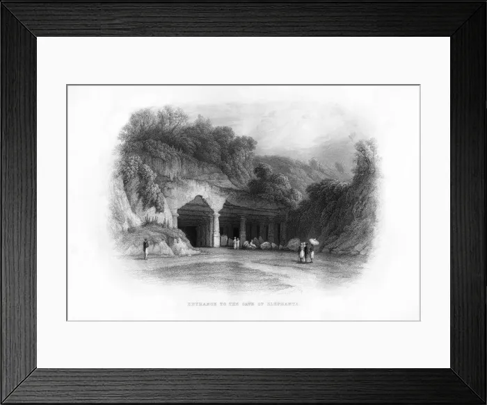 Framed Print : Entrance to the Elephanta Caves, Bombay, India, 19th century Framed Print : Entrance to the Elephanta Caves, Bombay, India, 19th century
