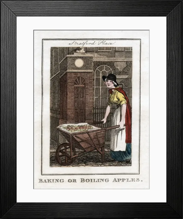 Framed Print : Baking or Boiling Apples, Stratford Place, London, 1805 Framed Print : Baking or Boiling Apples, Stratford Place, London, 1805