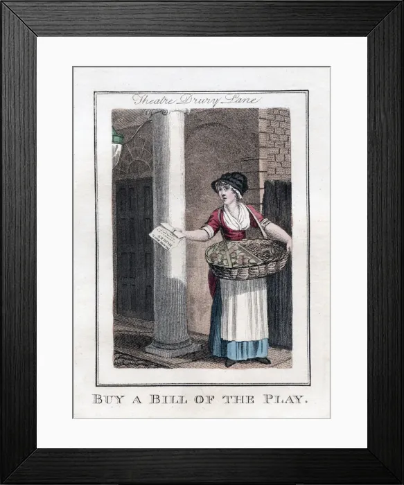 Framed Print : Buy a Bill of the Play, Drury Lane Theatre, London, 1805 Framed Print : Buy a Bill of the Play, Drury Lane Theatre, London, 1805