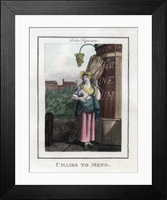 Framed Print : Chairs to Mend, Soho Square, London, 1805 Framed Print : Chairs to Mend, Soho Square, London, 1805