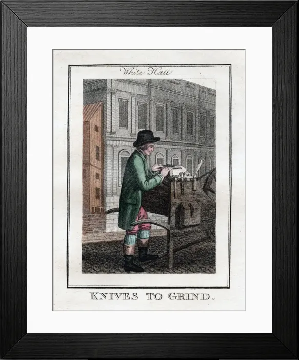 Framed Print : Knives to Grind, Whitehall, London, 1805 Framed Print : Knives to Grind, Whitehall, London, 1805