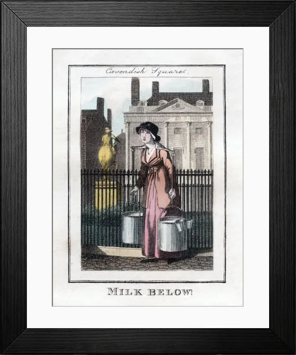 Framed Print : Milk Below!, Cavendish Square, London, 1805 Framed Print : Milk Below!, Cavendish Square, London, 1805