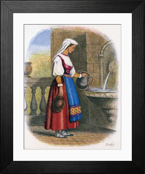 Framed Print : Italian Woman collecting Water, 1809. Artist: W Dickes Framed Print : Italian Woman collecting Water, 1809. Artist: W Dickes