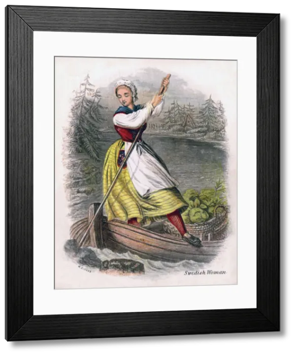 Framed Print : Swedish Woman Rowing, 1809. Artist: W Dickes Framed Print : Swedish Woman Rowing, 1809. Artist: W Dickes