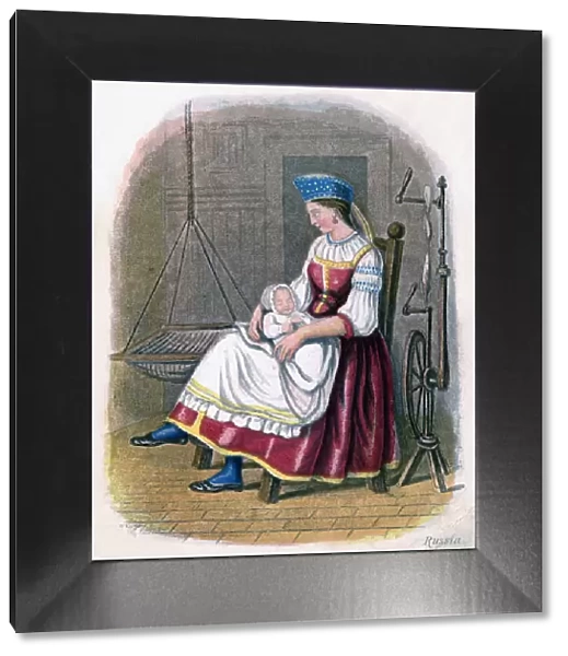 Russian Woman with Baby, 1809. Artist: W Dickes