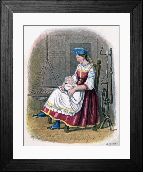 Framed Print : Russian Woman with Baby, 1809. Artist: W Dickes Framed Print : Russian Woman with Baby, 1809. Artist: W Dickes