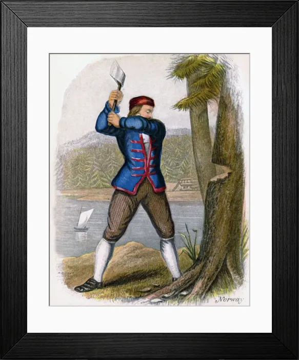 Framed Print : Norwegian Woodcutter, 1809. Artist: W Dickes Framed Print : Norwegian Woodcutter, 1809. Artist: W Dickes