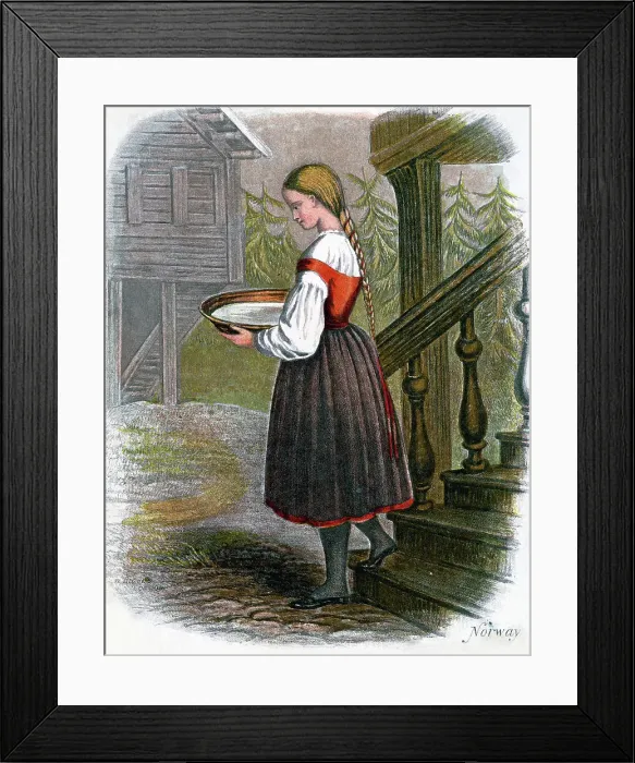 Framed Print : Norwegian Farm Girl, 1809. Artist: W Dickes
