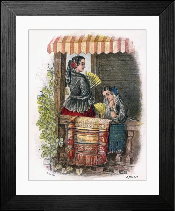 Framed Print : Spanish Girl, 1809. Artist: W Dickes Framed Print : Spanish Girl, 1809. Artist: W Dickes