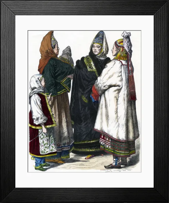 Framed Print : Traditional Russian Costume, c1850 Framed Print : Traditional Russian Costume, c1850