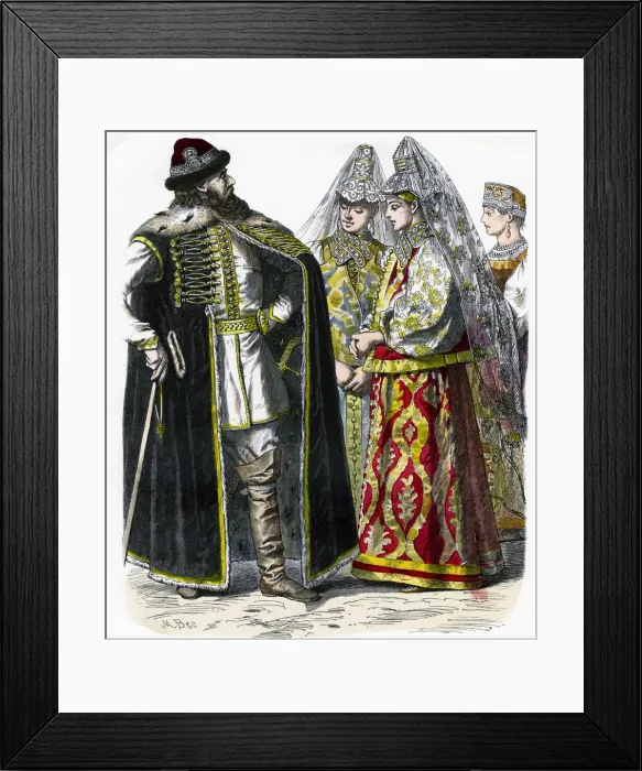 Framed Print : Traditional Russian Costume, c1850 Framed Print : Traditional Russian Costume, c1850