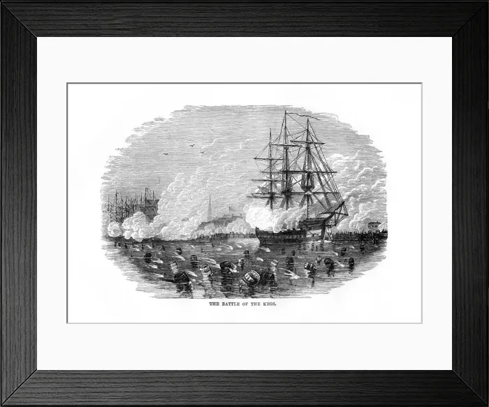 Framed Print : The Battle of the Kegs, 6 January 1778, (1872) Framed Print : The Battle of the Kegs, 6 January 1778, (1872)