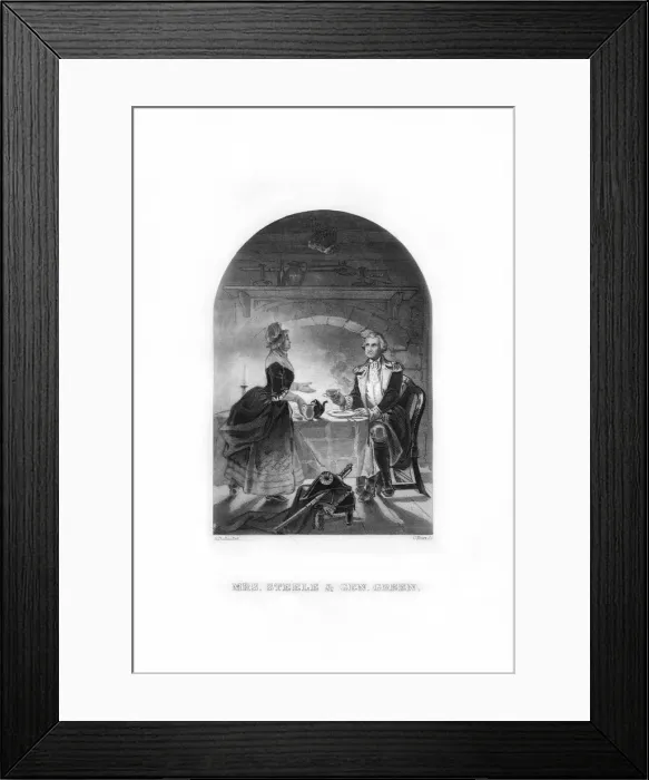 Framed Print : Mrs Steele and General Green, c1770s, (1872). Artist: C Burt Framed Print : Mrs Steele and General Green, c1770s, (1872). Artist: C Burt
