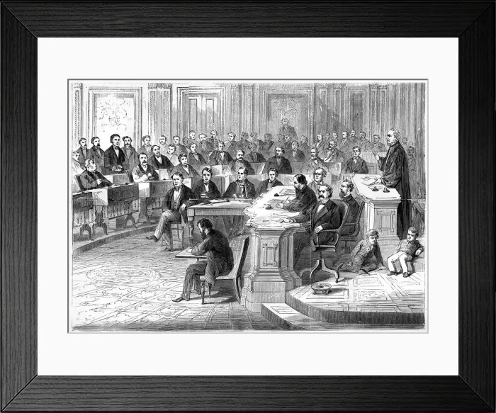 Framed Print : The impeachment of Andrew Johnson, 5 March 1868, (1872) Framed Print : The impeachment of Andrew Johnson, 5 March 1868, (1872)